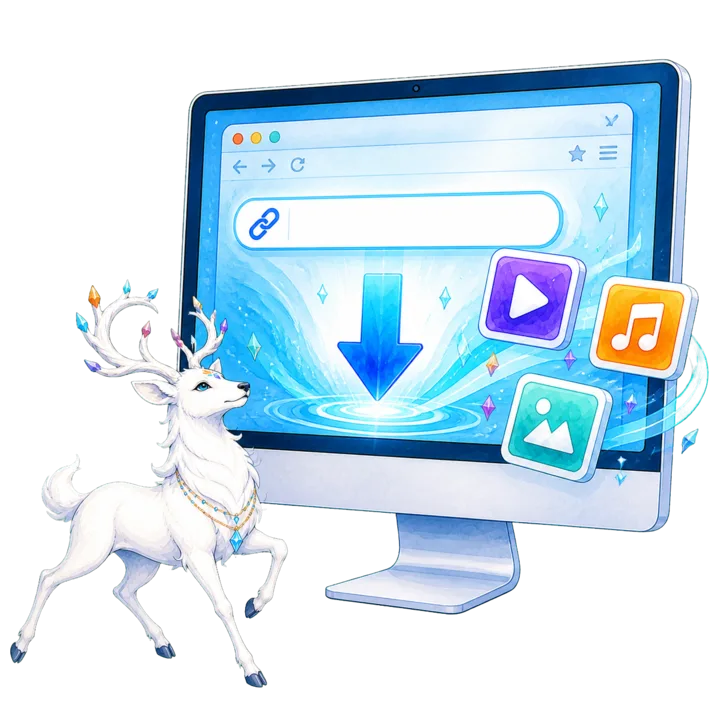 CCTIK white deer mascot downloading media on a computer